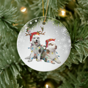Dog Reindee Siberian Husky ijsschaap Keramisch Ornament