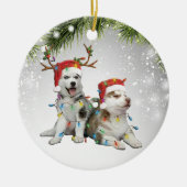 Dog Reindee Siberian Husky ijsschaap Keramisch Ornament (Voorkant)