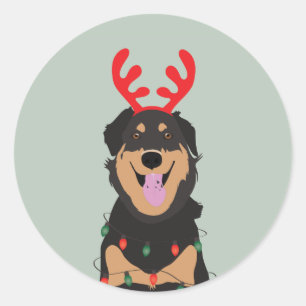 Dog Reindeer Happy Pawlidays Ronde Sticker