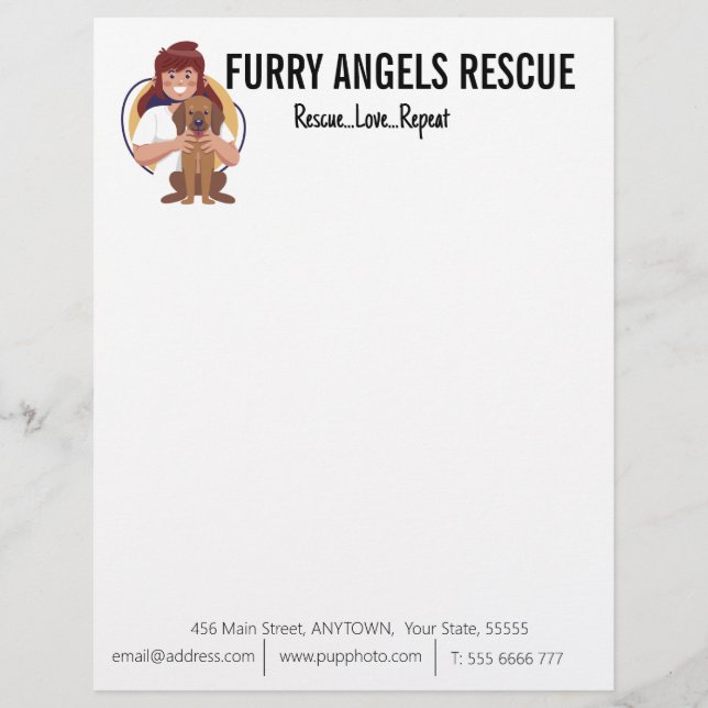 Dog Rescue Business Custom Briefhoofd (Voorkant)