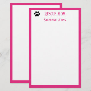 Dog Rescue Mom Pet Parent Pink Custom Name Schatti Briefpapier