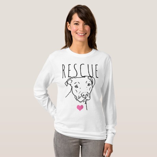Dog Rescue Pitbull Cute Heart, Pet Animal Dog T-shirt (Voorkant volledig)