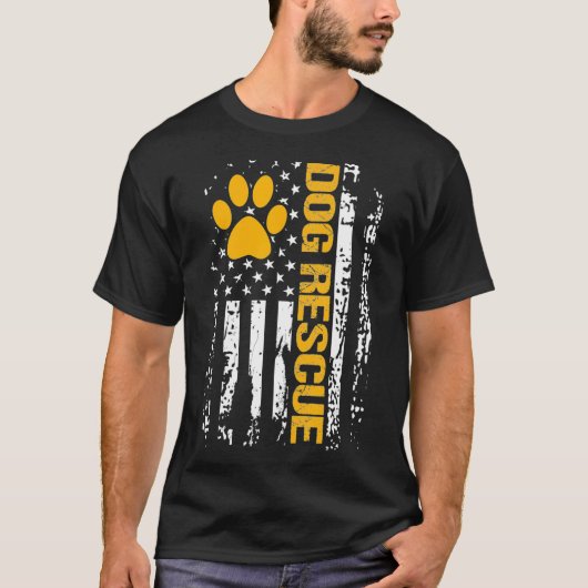 Dog Rescue Shirt American Flag Dog Shelter Dog (Voorkant)