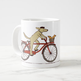 Dog Riding Bicycle met eekhoorn - Fun Animal Art Grote Koffiekop