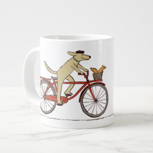Dog Riding Bicycle met eekhoorn - Fun Animal Art Grote Koffiekop