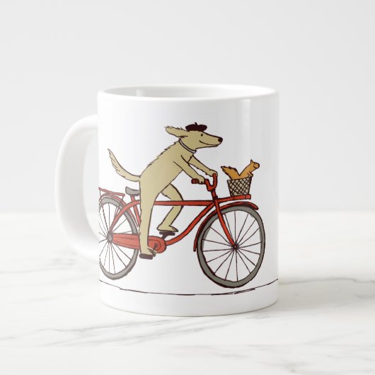 Dog Riding Bicycle met eekhoorn - Fun Animal Art Grote Koffiekop (Links)