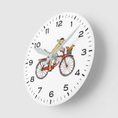 Dog Riding Bicycle met Squirrel Cute Whimsical Ronde Klok (Hoek)