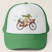 Dog Riding Bicycle met Squirrel Friend Holiday Trucker Pet (Voorkant)