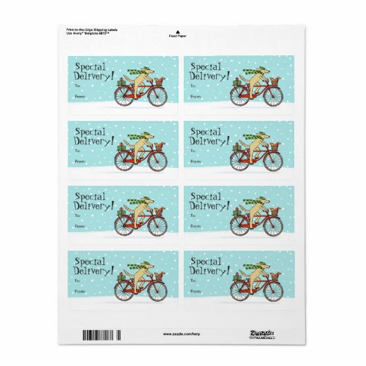 Dog Riding Bicycle met Squirrel Holiday Gift Label (Full Sheet)