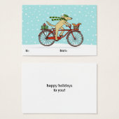 Dog Riding Bicycle met Squirrel Holiday Gift Label Visitekaartjes (Voorkant /achterkant)