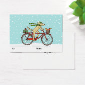 Dog Riding Bicycle met Squirrel Holiday Gift Label Visitekaartjes (Bureau)