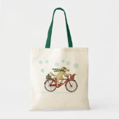 Dog Riding Bicycle met Squirrel Whimiscal Holiday Tote Bag (Voorkant)
