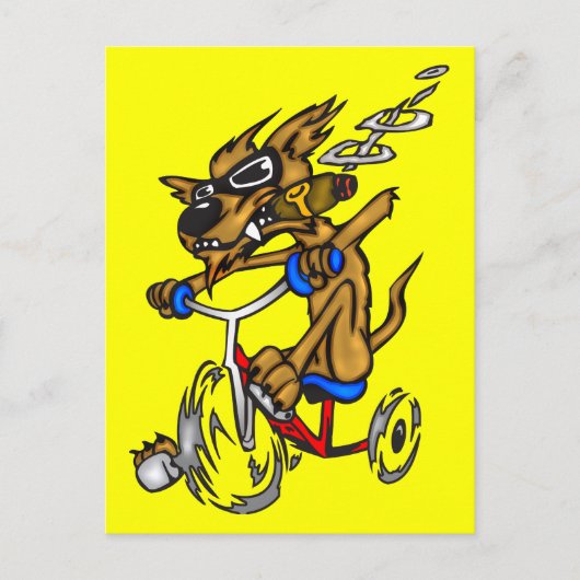 Dog Riding Bike Briefkaart (Voorkant)