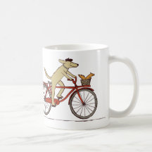 Dog Riding Bike met eekhoorn - Cute Animal Art