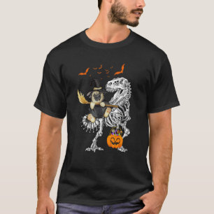Dog Riding Dinosaur Pompoen Halloween Kinder T-shirt