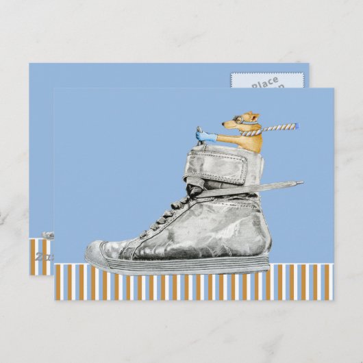 Dog Rijden van een Briefkaart met schoppen (Voorkant / Achterkant)