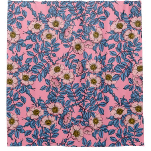 Dog roos patroon douchegordijn (Voorkant)