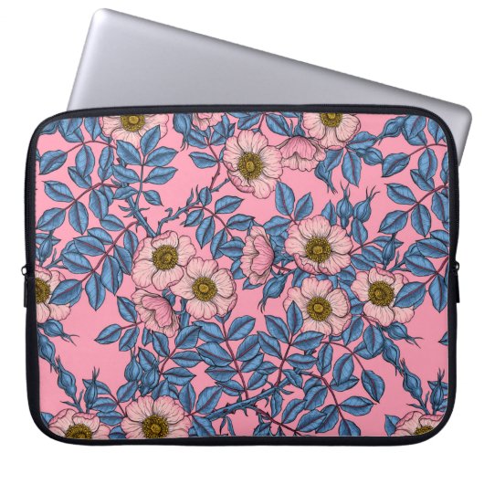 Dog roos patroon laptop sleeve (Voorkant)