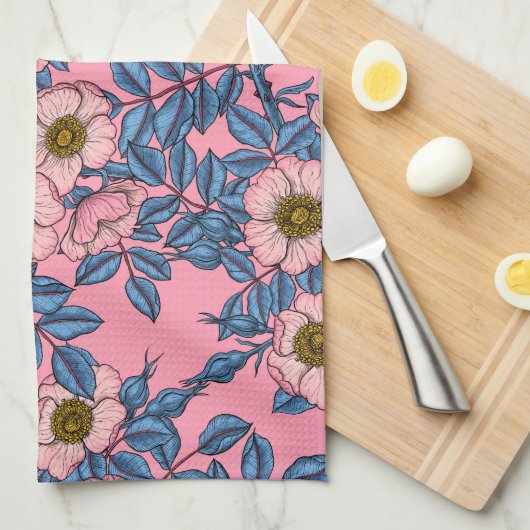 Dog roos patroon theedoek (Quarter Fold)