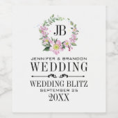 Dog-Rose Wreath Wedding Label Design Wijn Etiket (Enkel label)