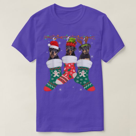 Dog Rottweiler Kerstmis Socks Funny Xmas Pajama P T-shirt (Design voorkant)