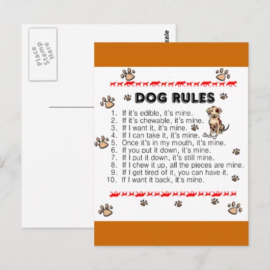 Dog Rules Briefkaart (Voorkant / Achterkant)