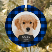 Dog Rustic Kerstblauw Pset Pet Foto Metalen Ornament