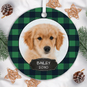 Dog Rustic Kerstblauw Pset Pet Foto Metalen Ornament
