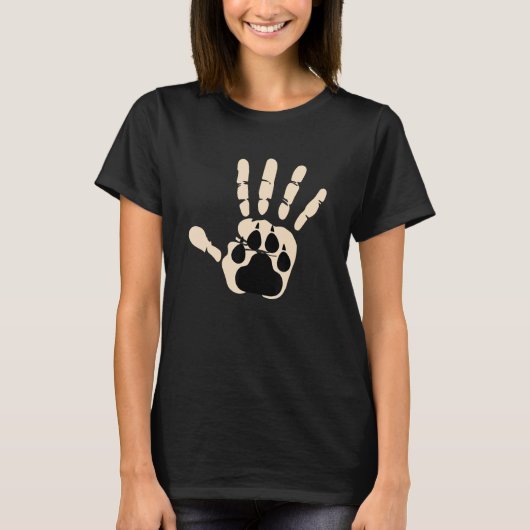 Dog s Paw in Human Hand  Dog  Tee T-shirt (Voorkant)