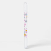 Dog Samoyed en roze bloemen, aangepaste naam iPhone Hoesje (Linkerkant)