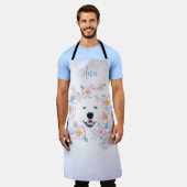 Dog Samoyed en roze bloemen, aangepaste naam Schort (Gedragen)