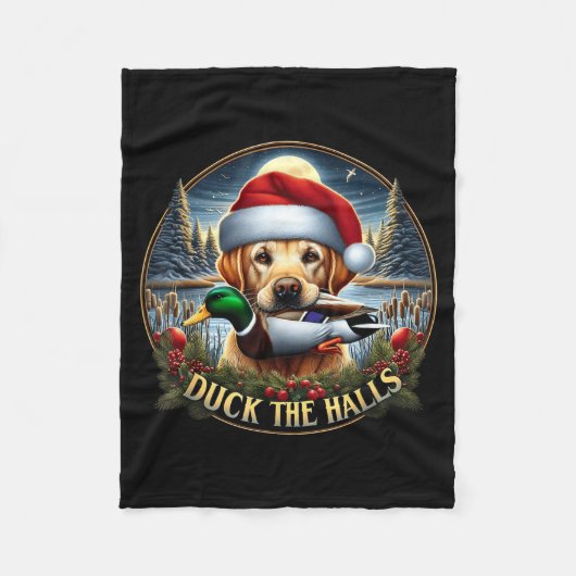 Dog Santa Duck Hunting Christmas Funny Adventure A Fleece Deken (Voorkant)