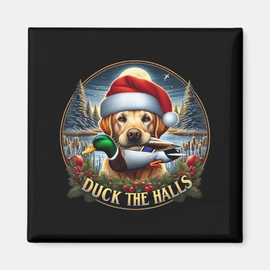 Dog Santa Duck Hunting Christmas Funny Adventure A Magneet (Voorkant)