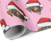 Dog Santa Hat | Aangepaste Gezichtsfoto Roze Kerst Cadeaupapier (Rol Hoek)