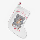 Dog Santa Hat Merry Kerstmis Chihuahua Puppy Dog Kleine Kerstsok (Voorkant (Hangend))