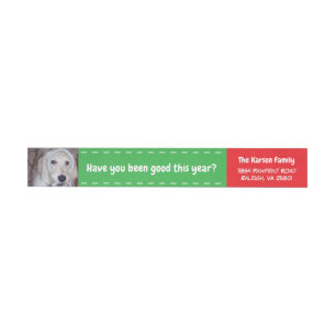 Dog Santa Paws Photo Wrap rond label