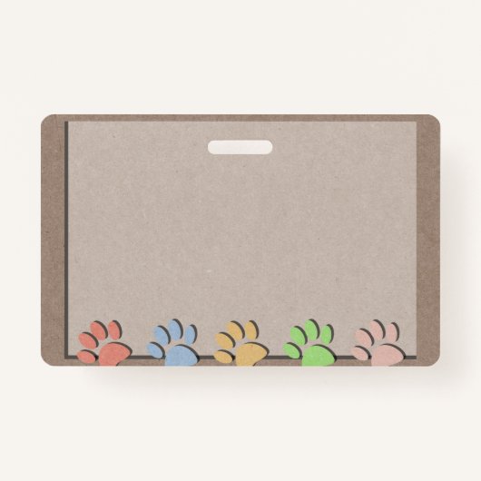 Dog schildert afdrukken Faux Kraft Paper Textielma Badge (Voorkant)