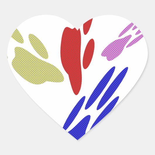 Dog schildert afdrukken met pooldoekjes hart sticker (Voorkant)