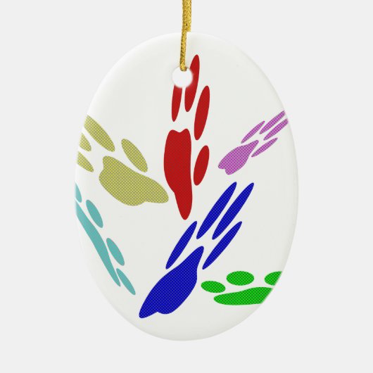 Dog schildert afdrukken met pooldoekjes keramisch ornament (Voorkant)