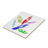 Dog schildert afdrukken met pooldoekjes tegeltje (Zijkant)