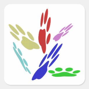 Dog schildert afdrukken met pooldoekjes vierkante sticker