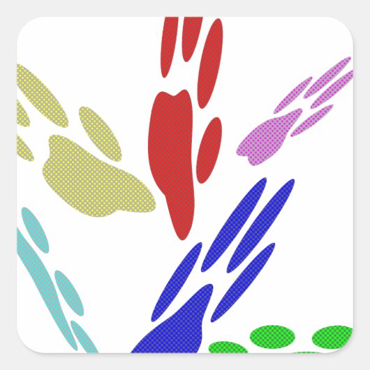 Dog schildert afdrukken met pooldoekjes vierkante sticker (Voorkant)