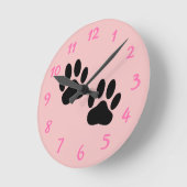 Dog schildert afdrukken op Baby roze  Ronde Klok (Hoek)