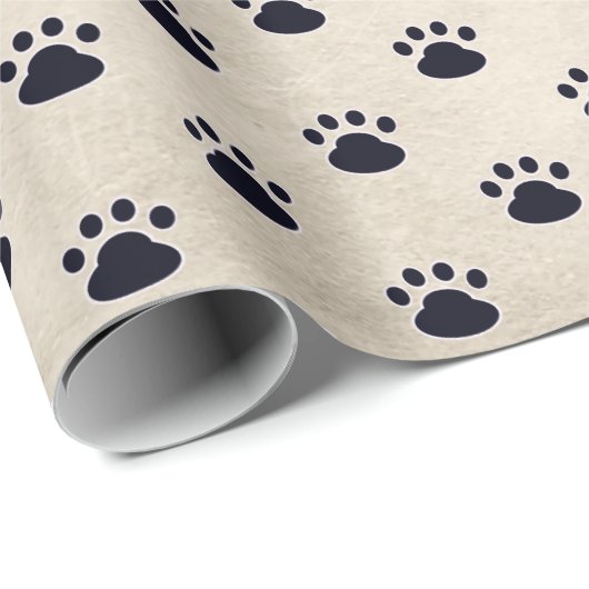 Dog schildert afdrukken op beige achtergrond cadeaupapier (Rol Hoek)