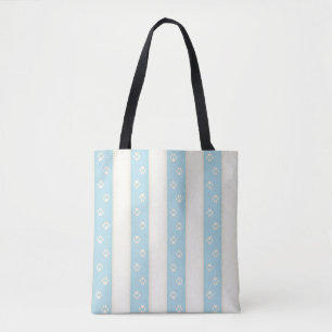 Dog schildert afdrukken op Bleek blauw en Antiek w Tote Bag