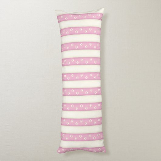 Dog schildert afdrukken op roze en Antiek witte st Lichaamskussen (Achterkant (Verticaal))