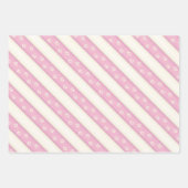 Dog schildert afdrukken op roze en witte strepen  inpakpapier vel (Voorkant 3)