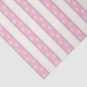 Dog schildert afdrukken op roze en witte strepen  tissuepapier (Detail)