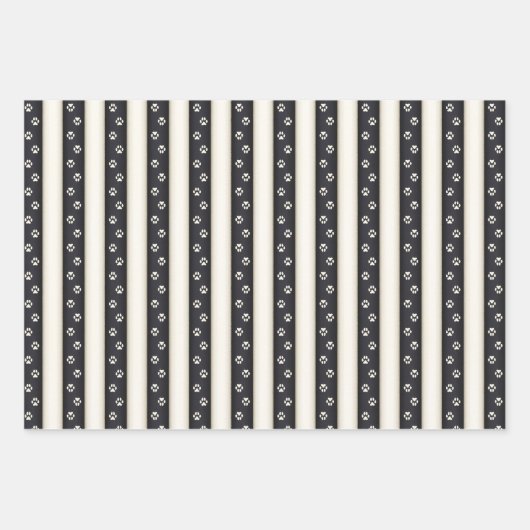 Dog schildert afdrukken op zwarte en Antiek witte  Inpakpapier Vel (Voorkant 2)