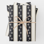 Dog schildert afdrukken op zwarte en Antiek witte  Inpakpapier Vel (In situ)